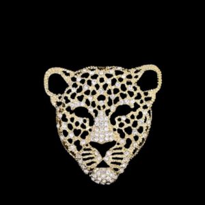 Broche Panter Hoofd Strass ( Goudkleurig ) 3.5 x 3.5 cm
