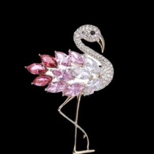 Broche Flamingo Strass ( Goudkleurig ) 5.7 x 3.9 cm