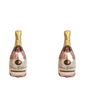 Folie Ballon Chateau Celebration Flessen 2 Stuks (Roze / Goudkleurig ) 84 x 42 cm
