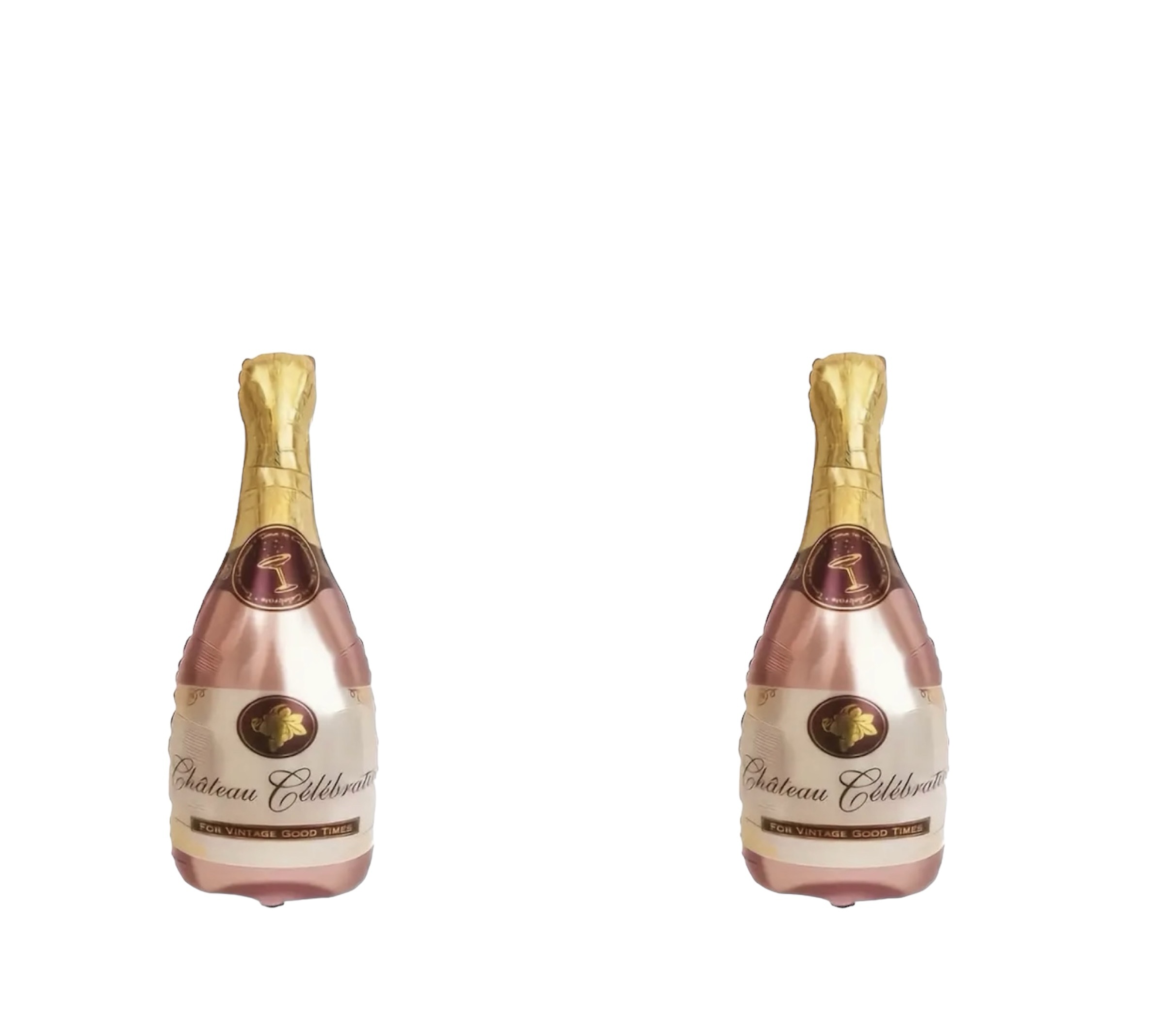 Folie Ballon Chateau Celebration Flessen 2 Stuks (Roze / Goudkleurig ) 84 x 42 cm