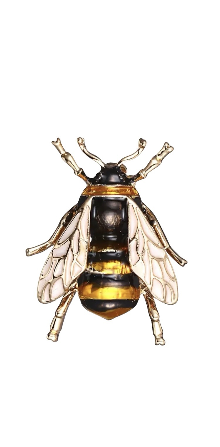 Broche Insect Bijen ( Geel/Bruin ) 3.5 x 2.6 cm