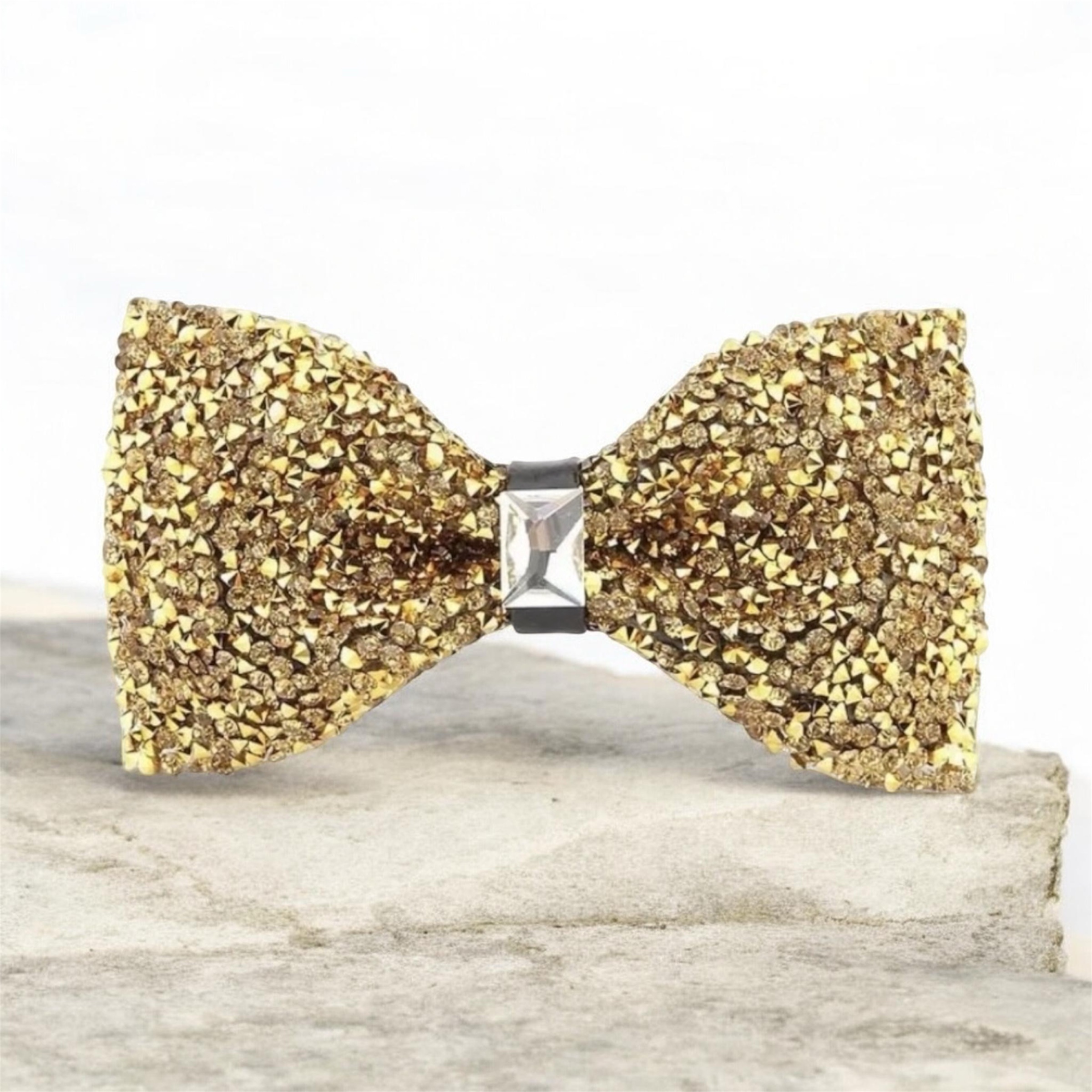 Vlinderdas Strass ( Goudkleurig ) 6 x 12 cm