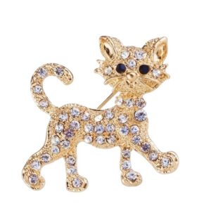Broche Kat Strass Goudkleurig (3.4 x 3.2 cm)