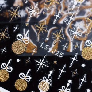 Nagelstickers Kerst (Christmas Nail Stickers) Goud/Wit (4 Stickervelletjes) 9.5 x 6.5 cm