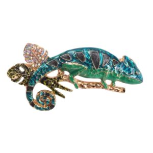 Broche Kameleon ( Emaille en Strass ) 7.6 x 3.7 cm