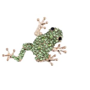 Broche Kikker Strass Goudkleurig ( 4 x 3 cm )