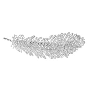 Haarklem/Clip Strass Veer ( Zilverkleurig ) 6.5 x 2 cm