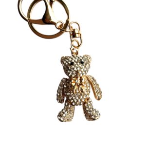 Sleutelhanger Strass Beer met beweegbare armen en benen ( Goudkleurig ) Beer 5 x 3 cm