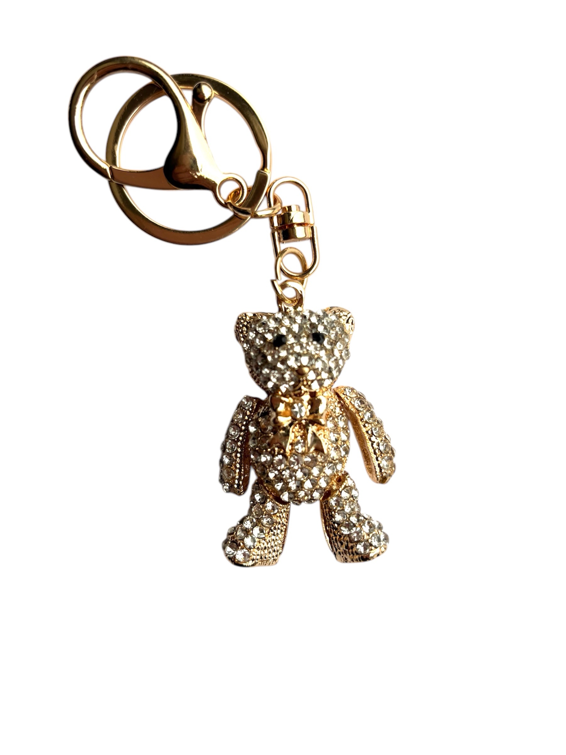 Sleutelhanger Strass Beer met beweegbare armen en benen ( Goudkleurig ) Beer 5 x 3 cm