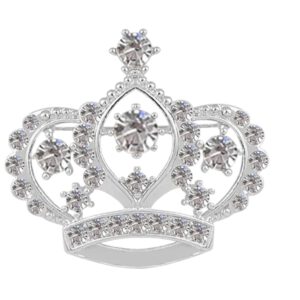 Broche Kroon Strass groot Zilverkleurig (5 x 4.5 cm )