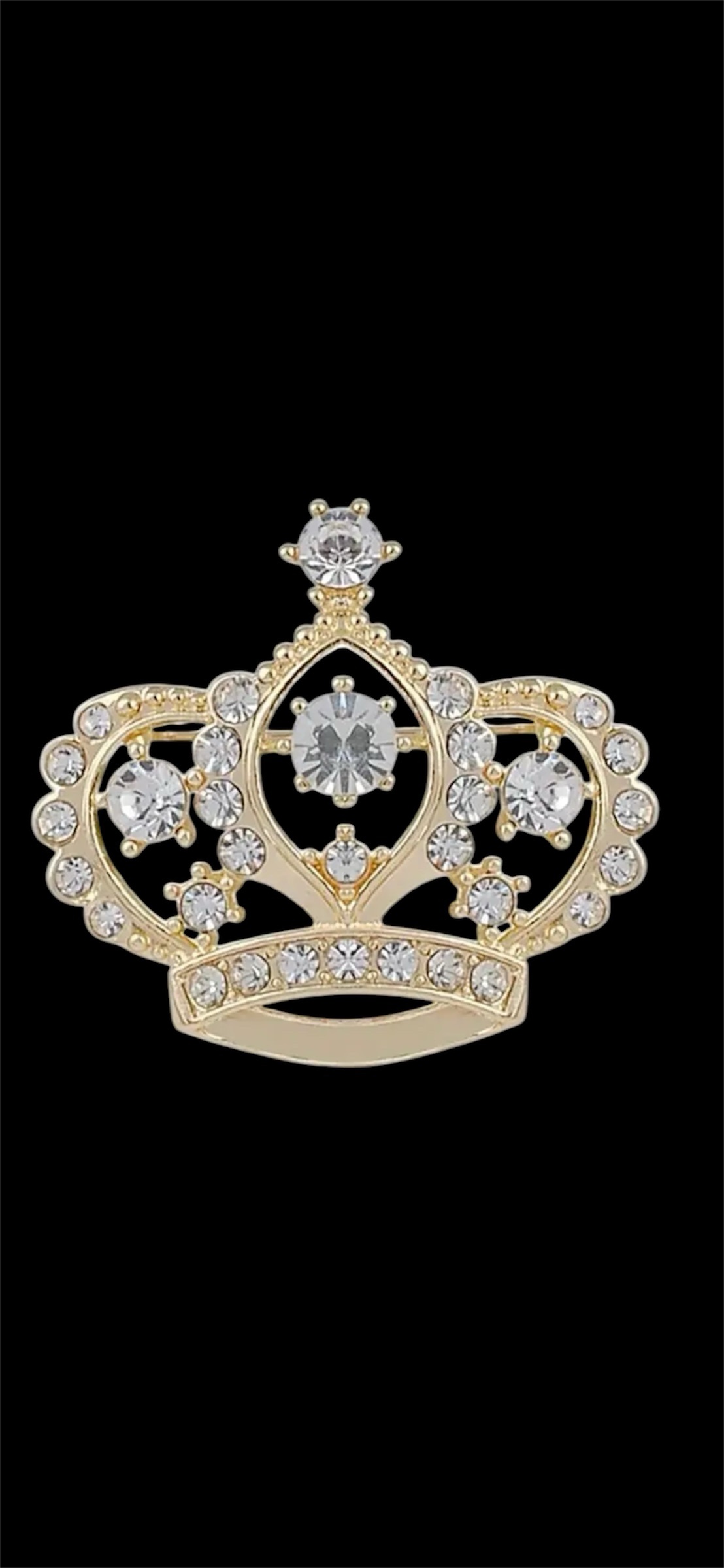 Broche Kroon Strass groot Goudkleurig (5 x 4.5 cm ) - Afbeelding 2