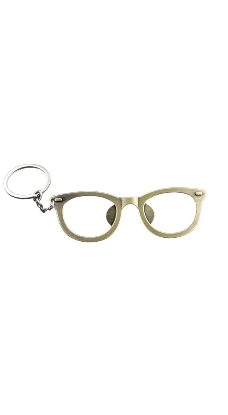Flesopener/Sleutelhanger Bril 10.5 x 3.5 cm ( Goudkleurig)