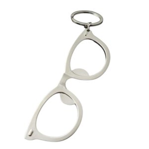 Flesopener/Sleutelhanger Bril 10.5 x 3.5 cm ( Zilverkleurig )