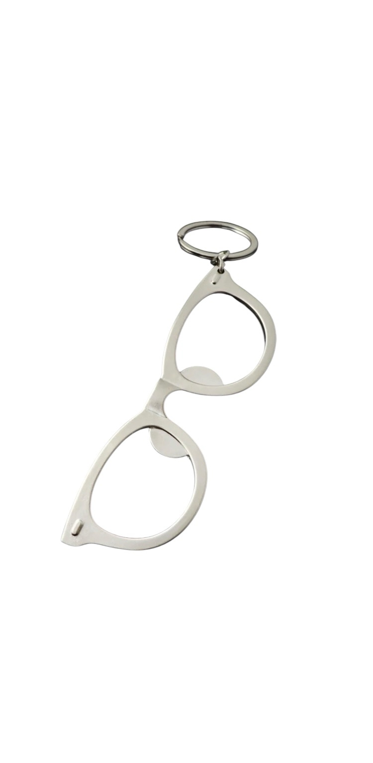 Flesopener/Sleutelhanger Bril 10.5 x 3.5 cm ( Zilverkleurig )