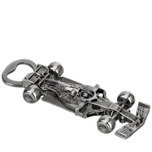 Flesopener Racewagen (Racing Car ) Zilverkleurig 13 x 4.5 cm