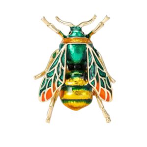 Broche Insect Bijen ( Groen/Oranje ) 3.5 x 2.6 cm