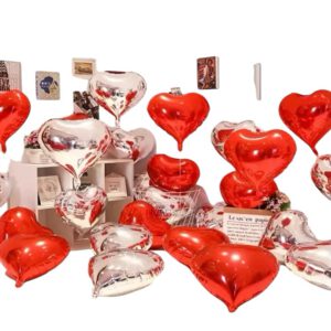 Folie Ballon Hart 10 stuks ( 5 Rode en 5 Zilver ) 45cm