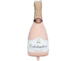 Folie Ballon Fles CELEBRATION kleur Mat Roze (86 x 45 cm )