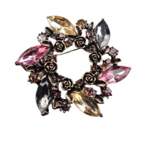Broche Retro Rond ( Goudkleurig ) 4.8 x 4.8 cm