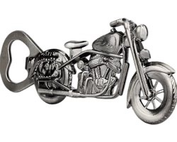 Flesopener Motorfiets ( Kleur: Donker Zilver ) 12.7 x 5.2 cm
