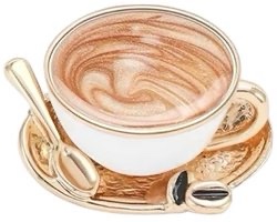 Broche kopje koffie (Coffee Cups Wit /Goudkleurig ) 2.6 x 1.9 cm