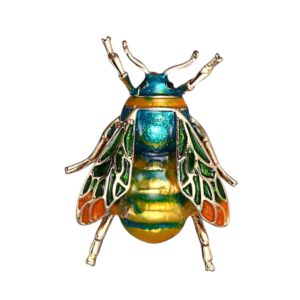 Broche Insect Bijen ( Blauw/Oranje ) 3.5 x 2.6 cm