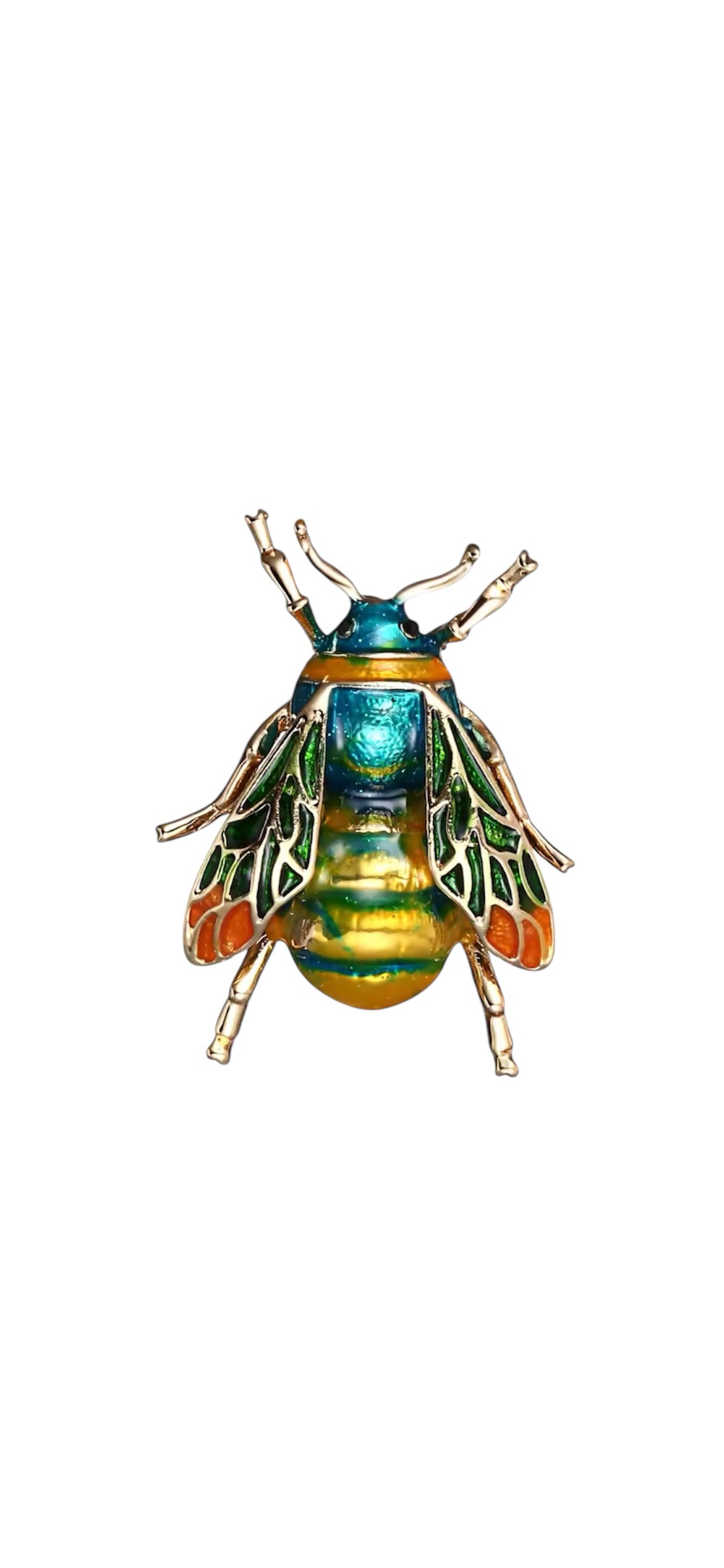 Broche Insect Bijen ( Blauw/Oranje ) 3.5 x 2.6 cm
