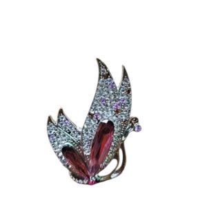 Broche Vlinder Strass Paars ( Zilverkleurig ) 4 x 3 cm