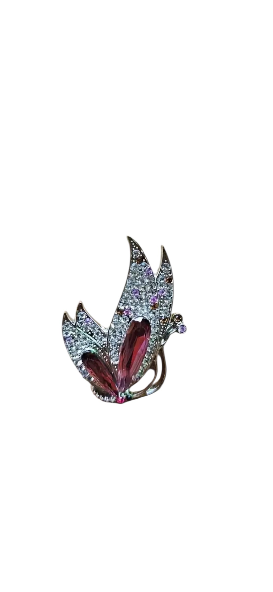 Broche Vlinder Strass Paars ( Zilverkleurig ) 4 x 3 cm
