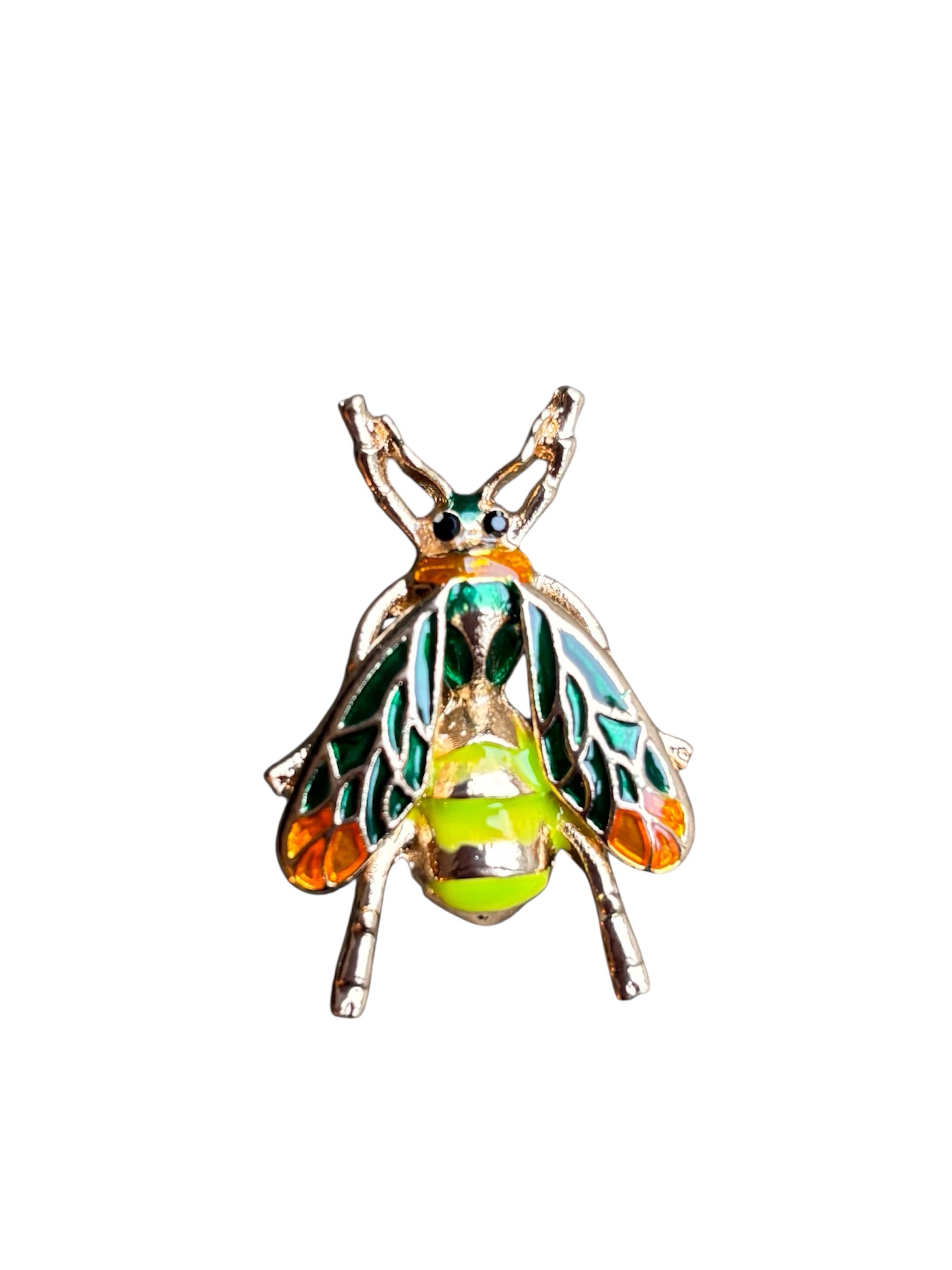 Broche Insect Bijen ( Groen/Geel ) 3.5 x 2.6 cm