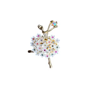 Broche Ballerina Strass ( Goudkleurig ) 5 x 4 cm
