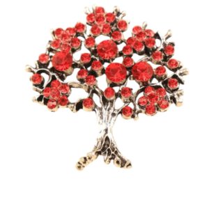 Broche Levensboom Strass Zilverkleurig (5 x 4.6 cm)