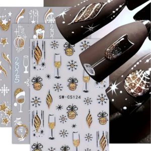 Nagelstickers Zilveren/Gouden Glitters Kerst ( Christmas) nr 113( 4 vellen)