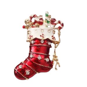 Broche Kerstlaars Rood ( Goudkleurig) 4.3 x 2.7 cm