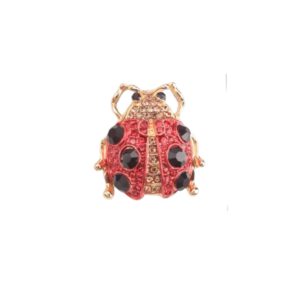 Broche Lieveheersbeestje Strass ( Goudkleurig ) 2.8 x 2.7 cm