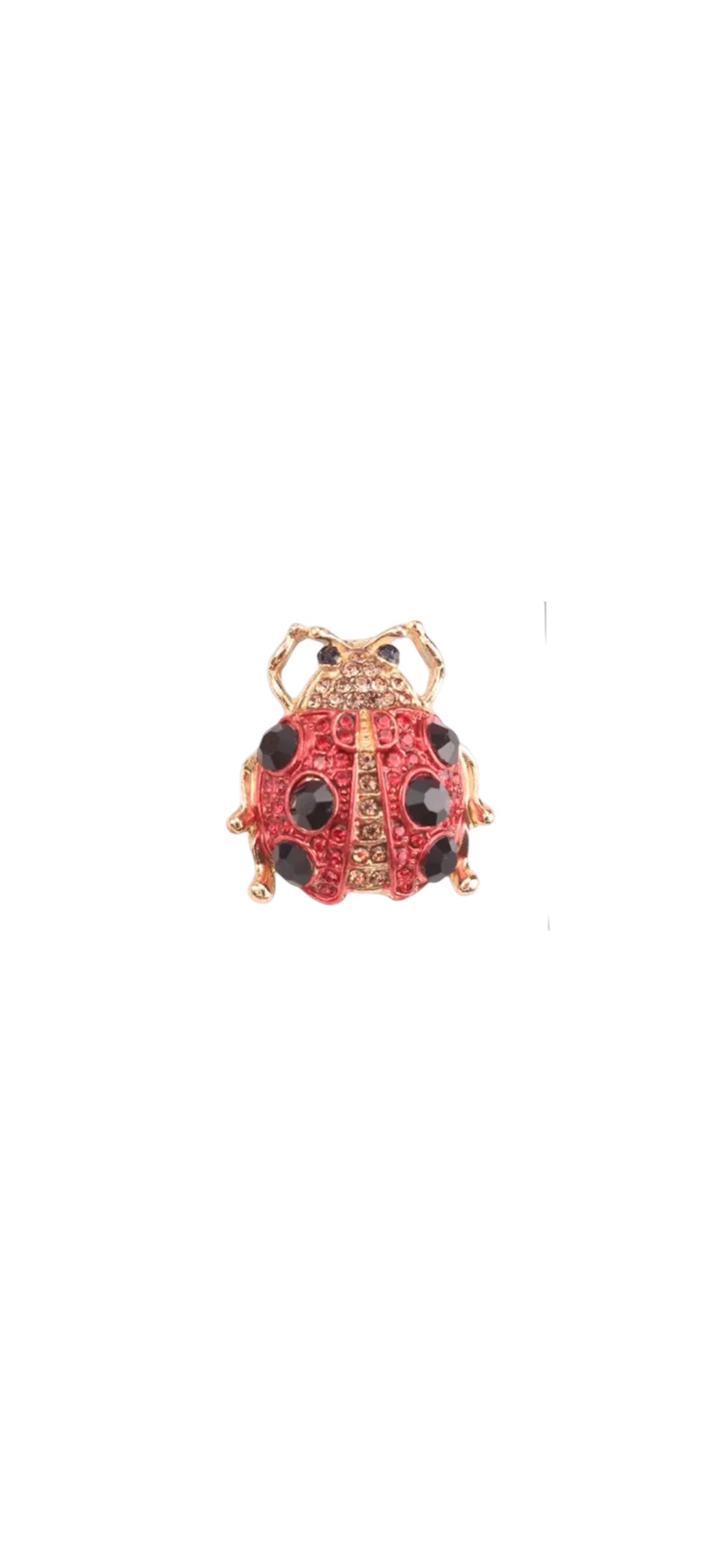 Broche Lieveheersbeestje Strass ( Goudkleurig ) 2.8 x 2.7 cm