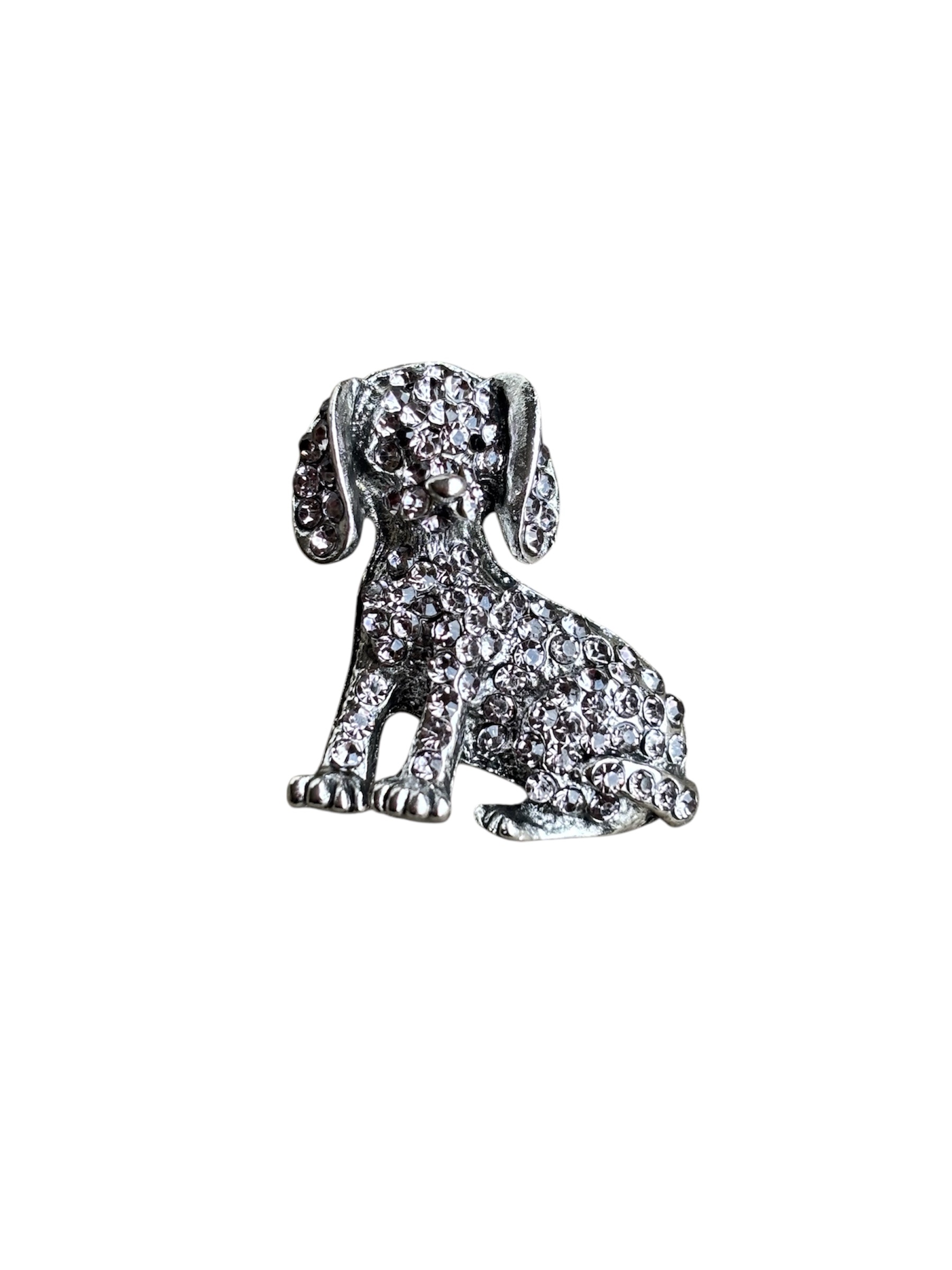 Broche Hond Strass ( Zilver Kleurig ) 3.6 x 3 cm