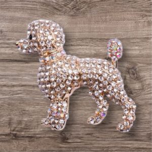 Broche Hond Poedel Strass Goudkleurig ( 4.2 x 5 cm )