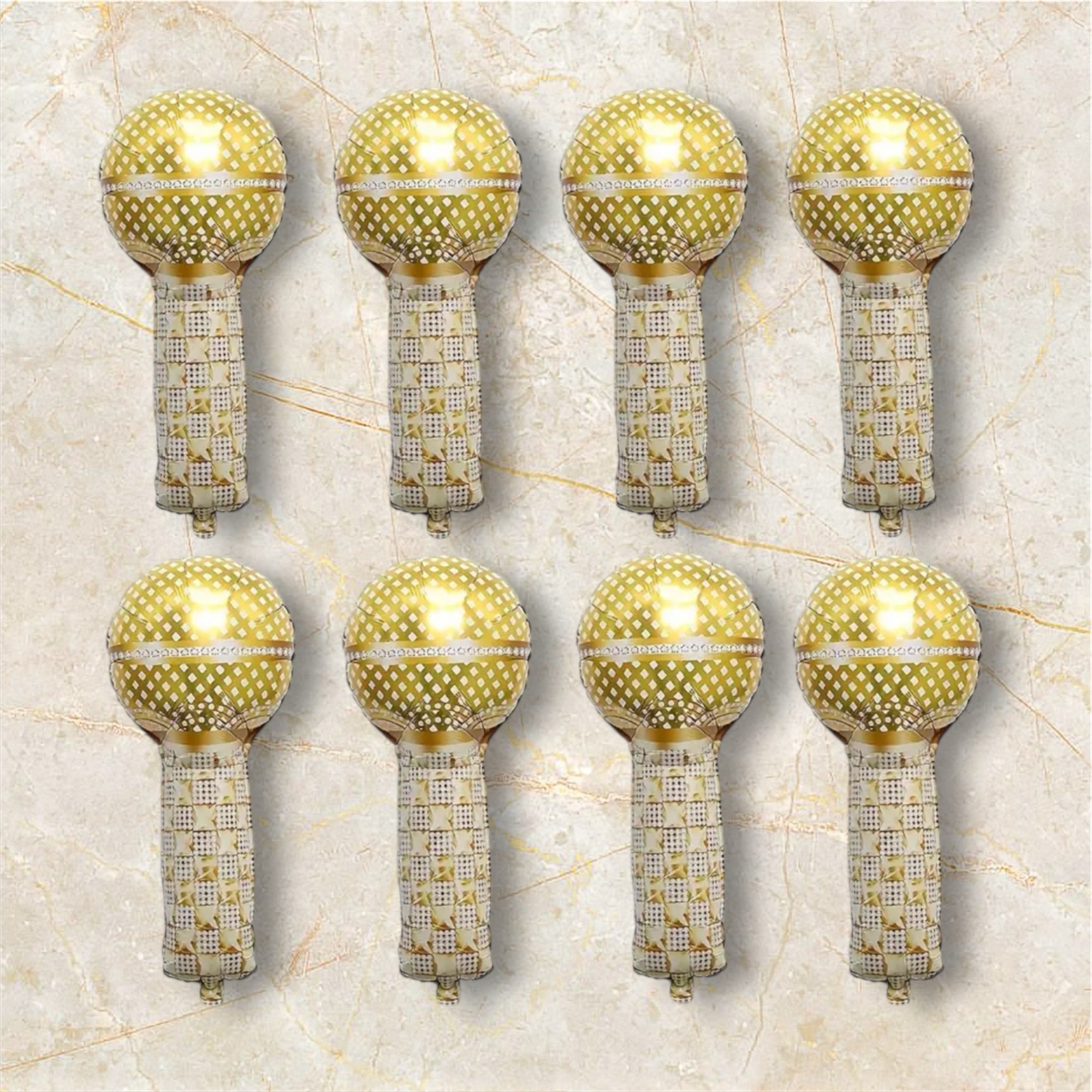 Folieballon Gouden Microfoon 8 stuks ( 53 x 26.5 cm ) - Afbeelding 2