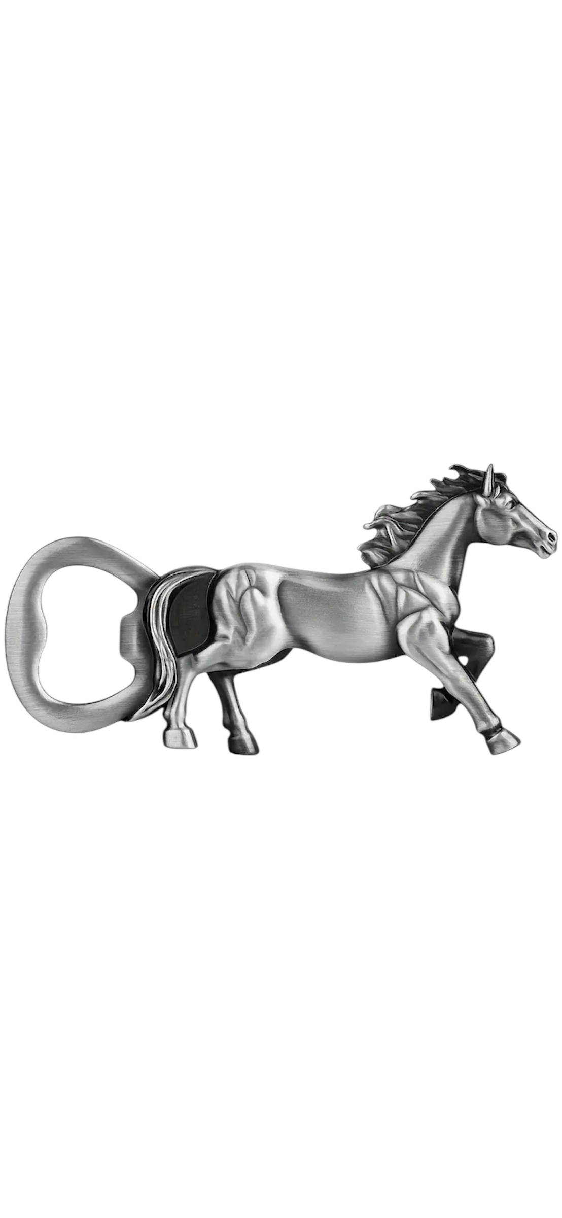 Flesopener Paard ( Donker Zilverkleurig ) 5.5 x 10.7 cm