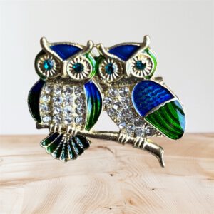 Broche Uil Strass ( Plat Model ) 2.8 x 3.2 cm