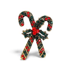 Broche Kerststokken Strass Goudachtig (4.5 x 3 cm )
