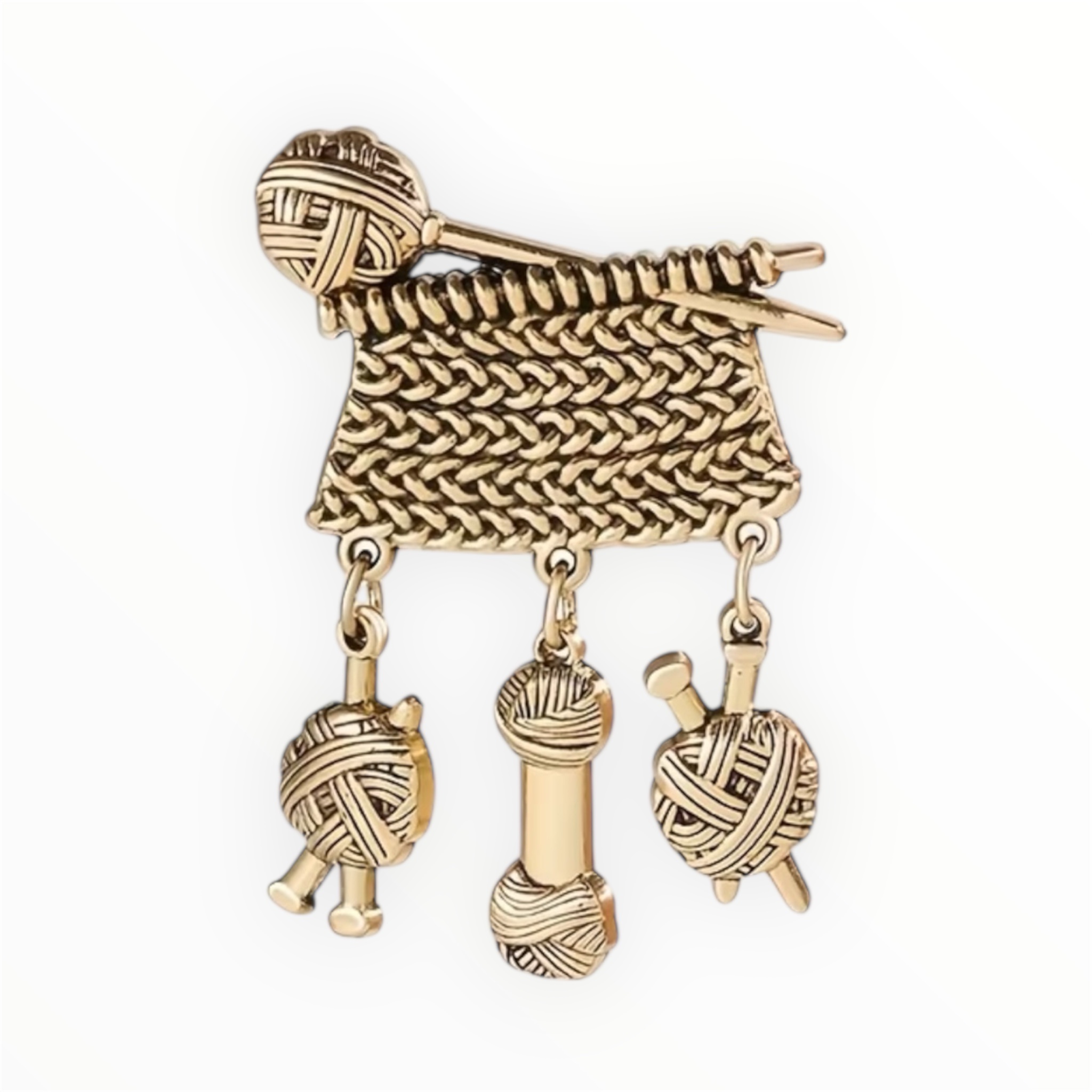 Broche Breiwerk ( Koperkleurig ) 6 x 3.9 cm - Afbeelding 2