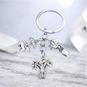 Sleutelhanger Palmboom ( ligbedden- parasol / Cocktail ) 7 x 3 cm
