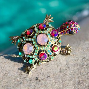 Broche Schildpad Strass Multicolor ( Goudkleurig ) 5.8 x 3.8 cm