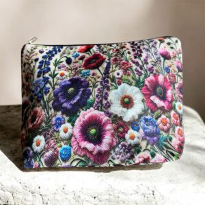 Stoffen Toilettas Bloemen met rits (make-uptasje, etui of reisetui ) 23.5 x 17.5 x 6 cm