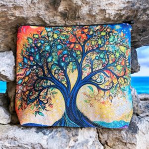 Stoffen Toilettas Tree of Life met rits (make-uptasje, etui of reisetui ) 22 x 18 x 6 cm