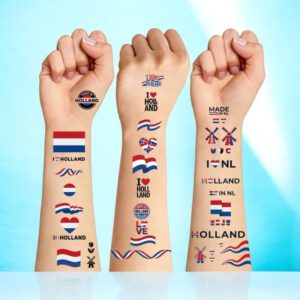 Tattoo Stickers Holland ( Nederlandse Vlag/voetbal etc ) (3 Vellen 12 x 7.6 cm