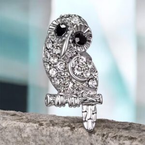 Broche uil Strass ( Zilverkleurig ) 2.6 x 1.5 cm