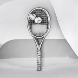 Flesopener Tennisracket ( Donker Zilverkleurig ) 10.5 x 4.0 cm